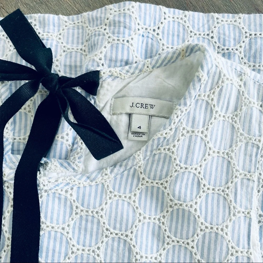 J. Crew Seersucker Eyelet Detail Shift Dress - Picture 6 of 8